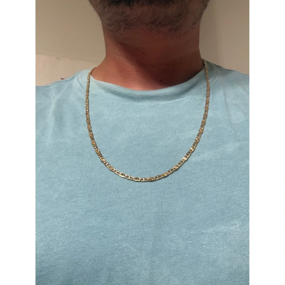 gold nugget cuban necklace chain 18k gold filled 3.75mm 26inch lobster clasp